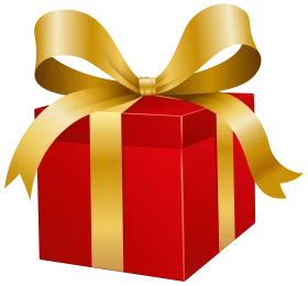 Festive Red Gift Box with Golden Ribbon Clipart Design for Celebrations