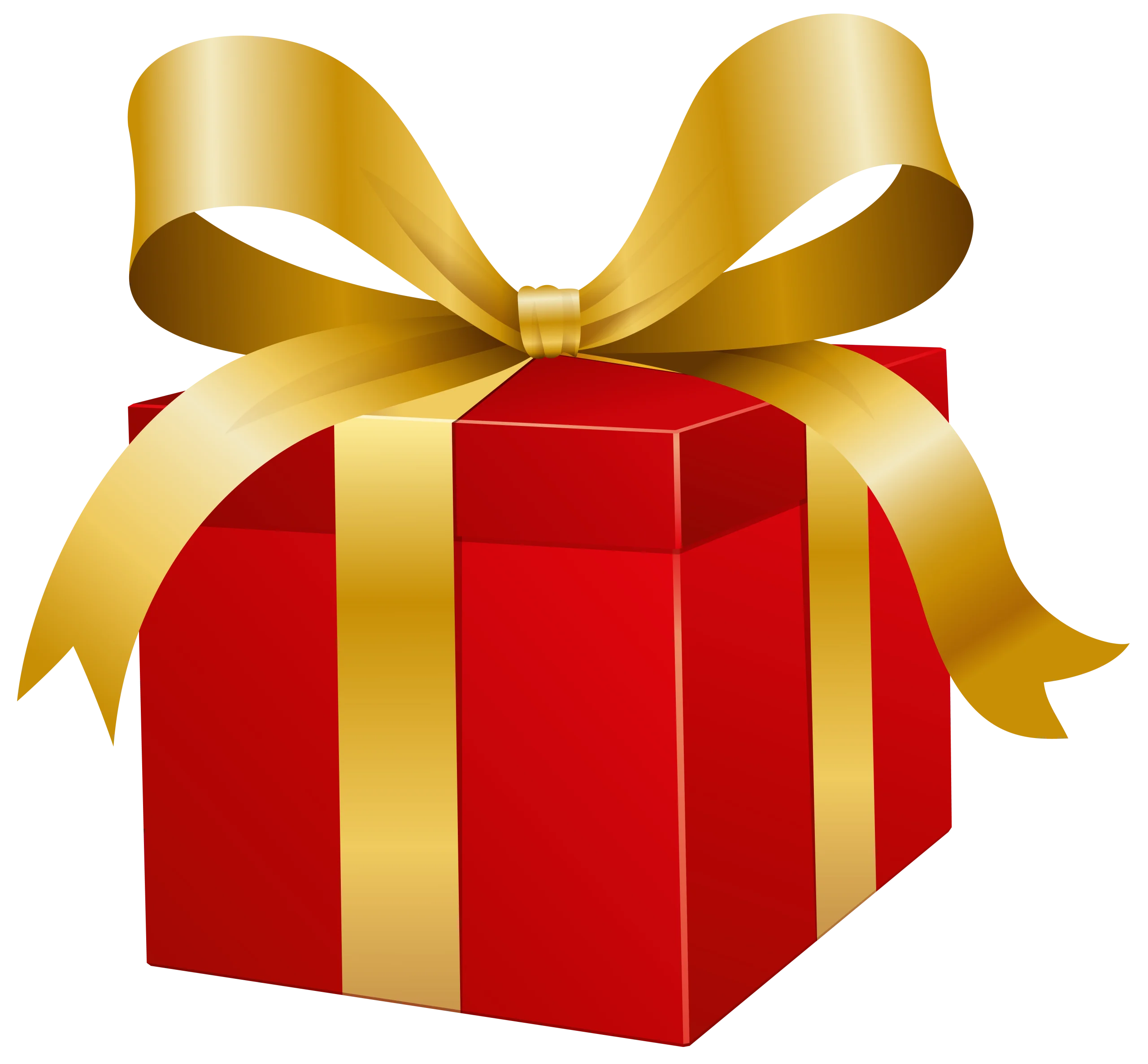 Festive Red Gift Box with Golden Ribbon Clipart Design for Celebrations