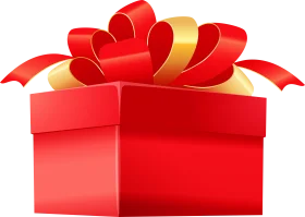 Festive Red Gift Box with Luxurious Curled Ribbon Clipart Design