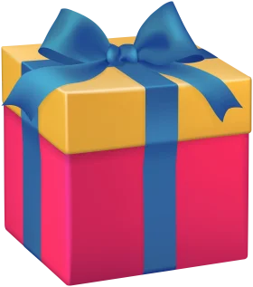 Festive Surprise Gift Box Clipart with Blue Ribbon and Golden Lid