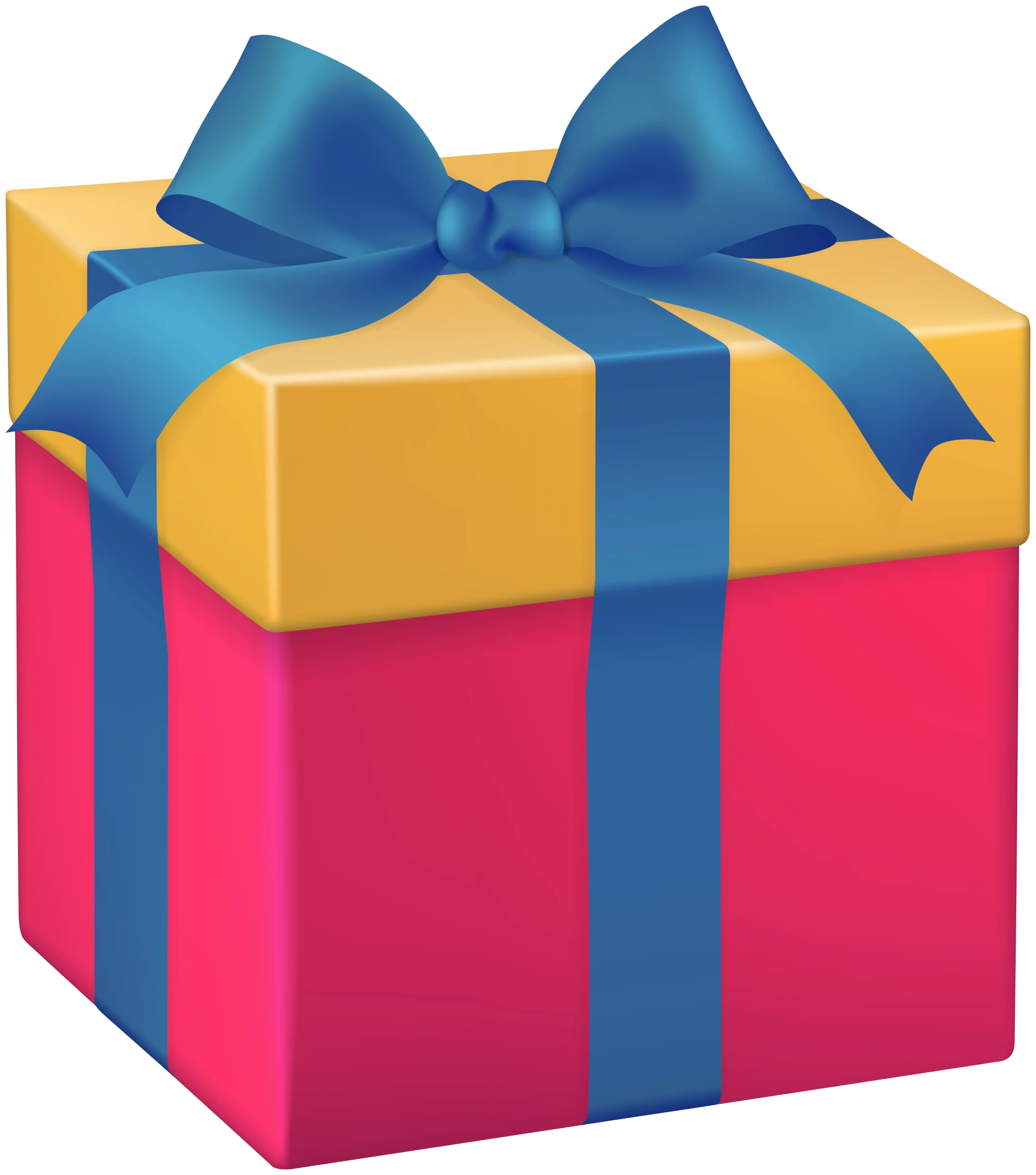 Festive Surprise Gift Box Clipart with Blue Ribbon and Golden Lid