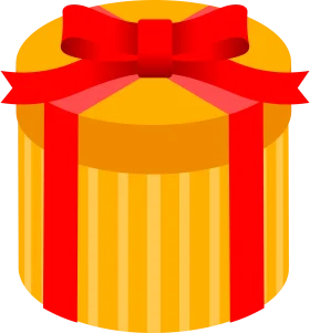 Golden Round Gift Box Clipart with Radiant Red Ribbon and Bow