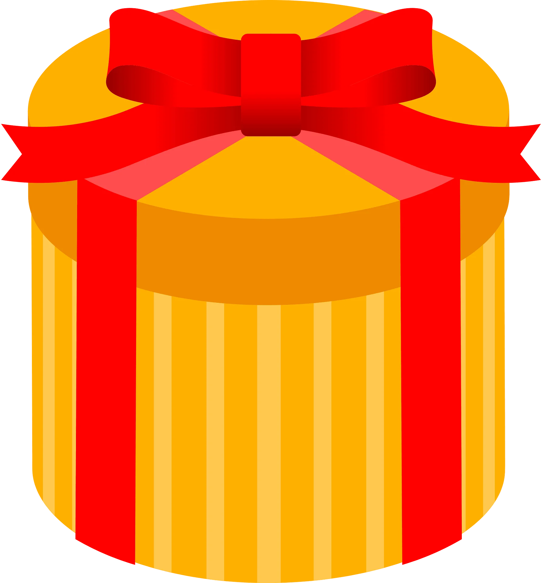 Golden Round Gift Box Clipart with Radiant Red Ribbon and Bow