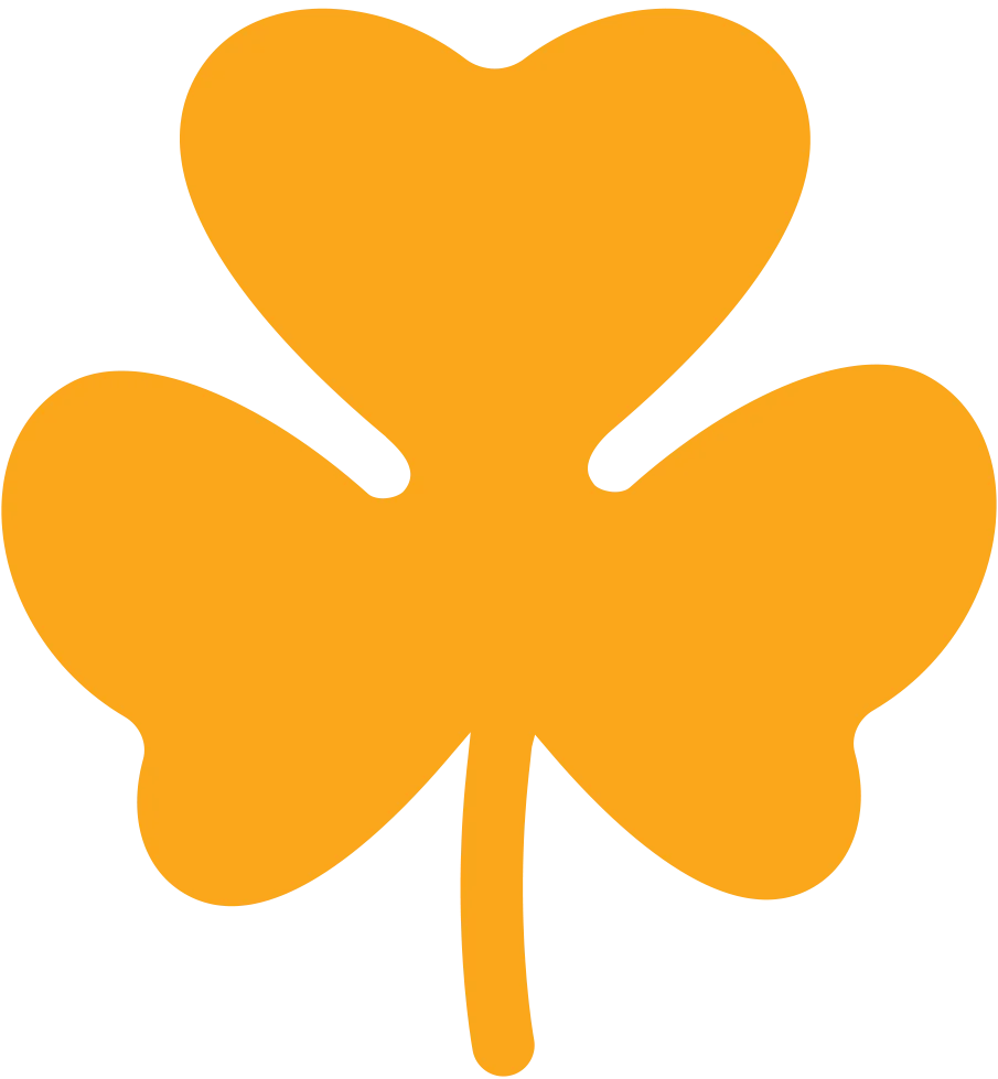 Golden Shamrock Clipart: Lucky Three-Leafed Charm Symbol of Irish Heritage