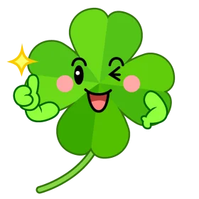Lucky Charm Four Leaf Clover Kawaii Clipart Smiling Good Fortune Symbol