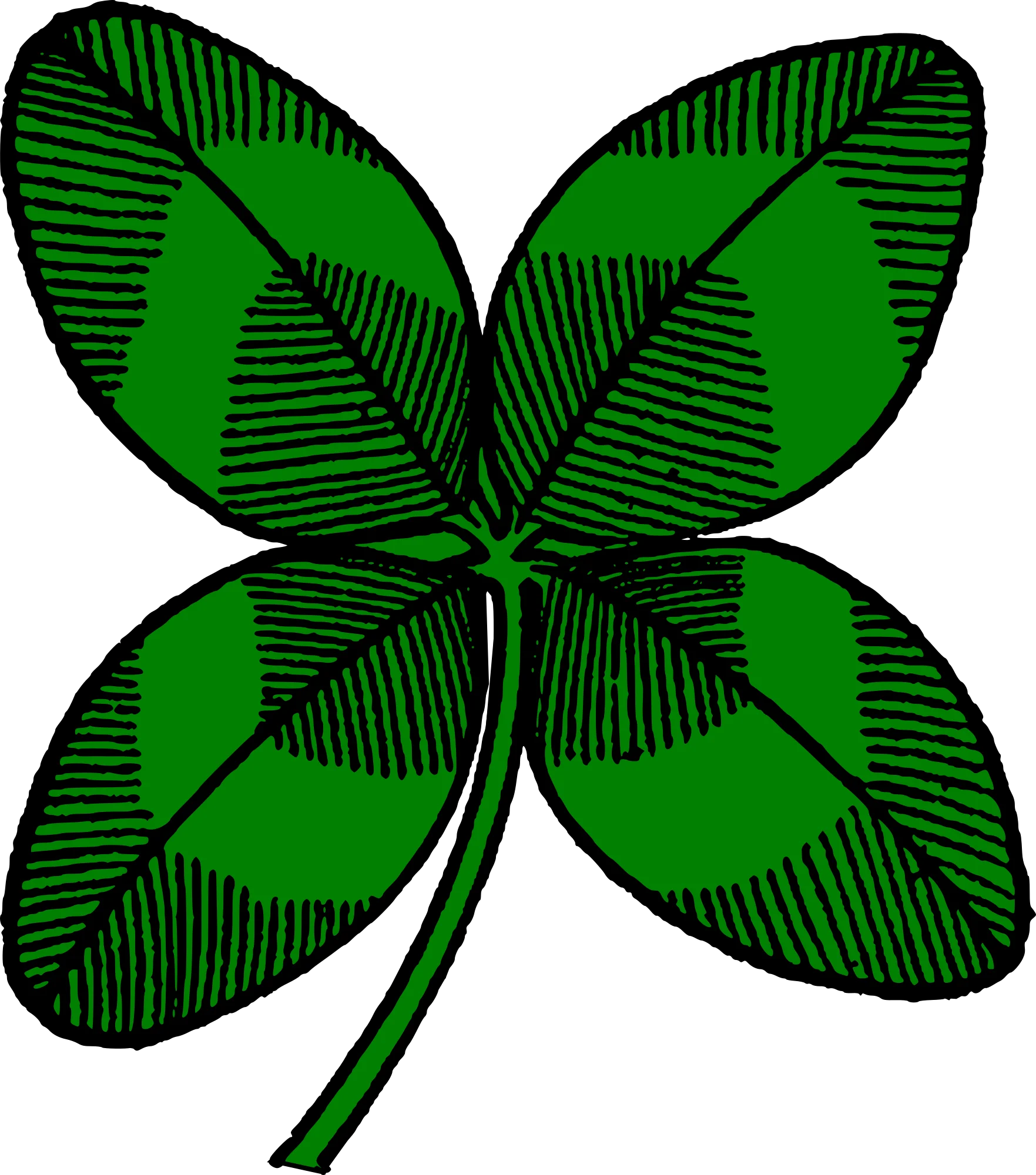 Lucky Emerald Four-Leaf Clover Clipart: A Symbol of Good Fortune and Hope