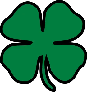 Lucky Green Four-Leaf Clover Clipart Symbol of Good Fortune and Irish Charm