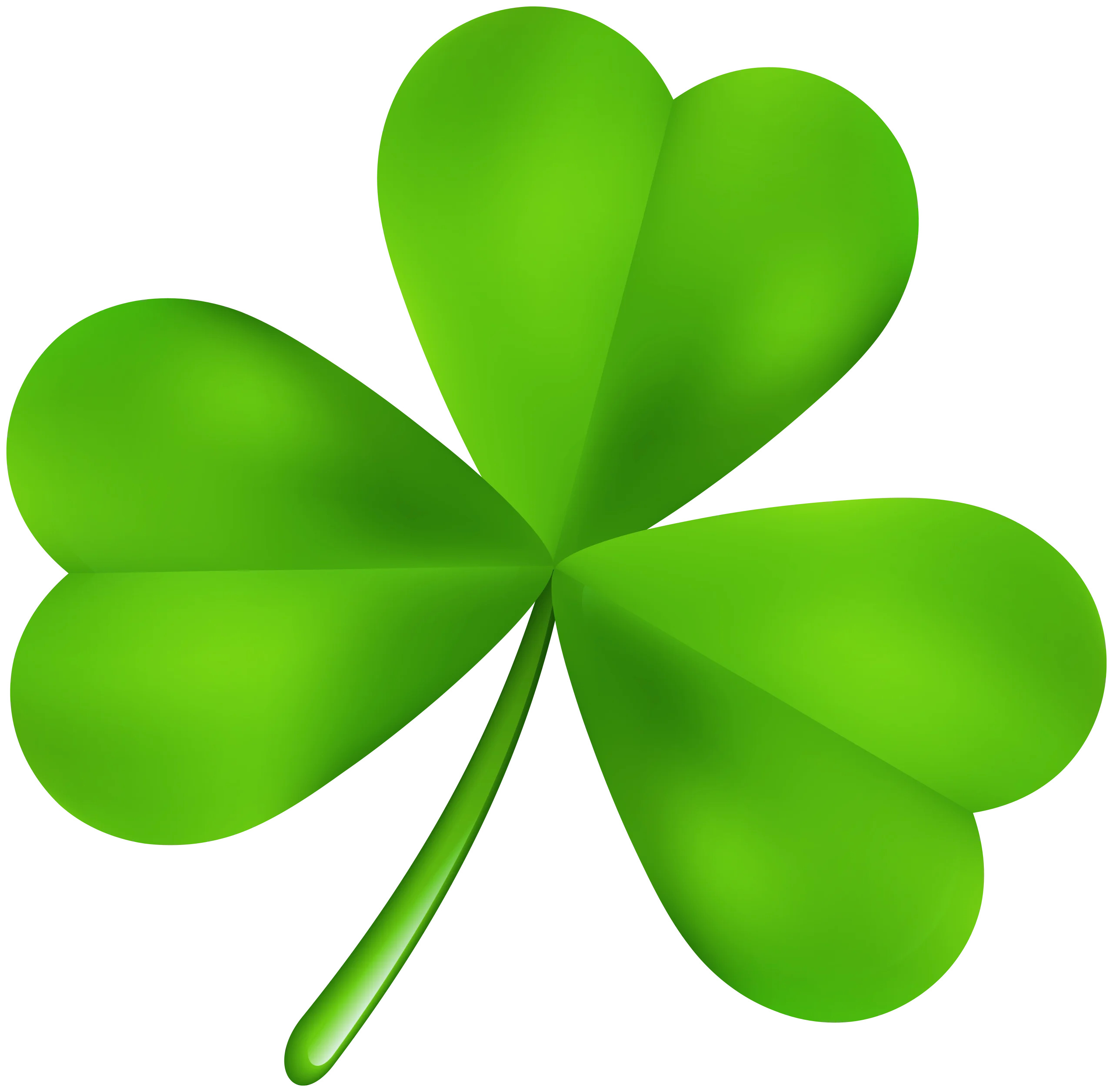 Lucky Green Shamrock Clipart - Classic Three-Leaf Clover Design with Symbolic Charm