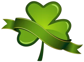 Lucky Irish Shamrock Clipart Design with Elegant Green Ribbon Accent