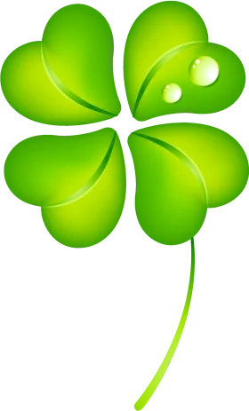Luminous Green Four-Leaf Clover Clipart: Symbol of Luck and Nature's Harmony