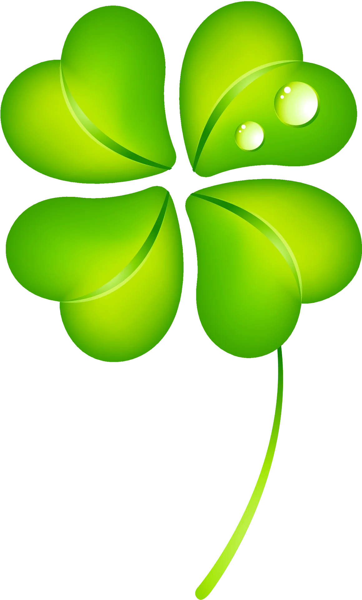 Luminous Green Four-Leaf Clover Clipart: Symbol of Luck and Nature's Harmony