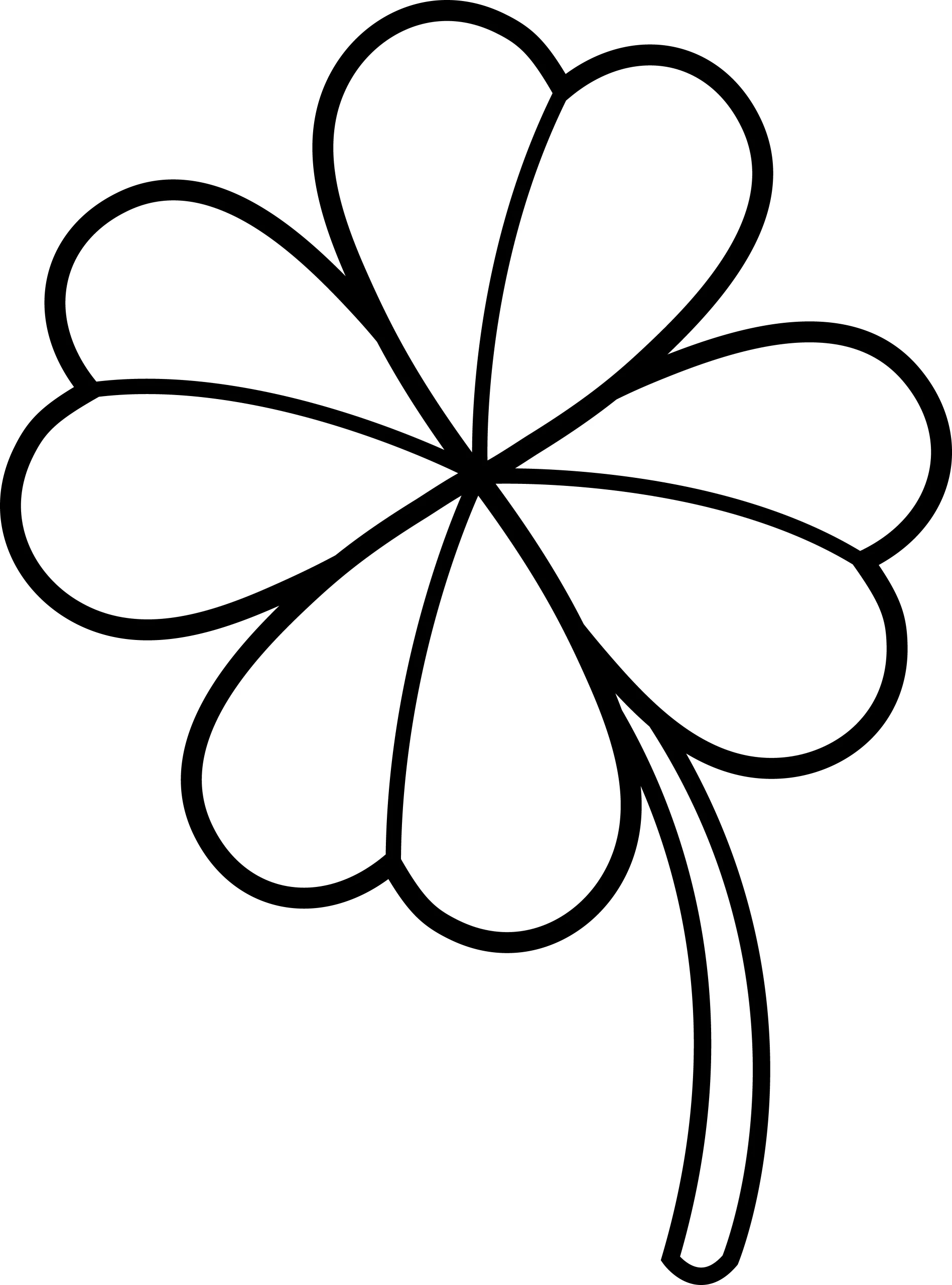 Minimalist Black and White Four Leaf Clover Clipart Illustration Design