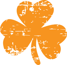 Rustic Distressed Orange Three-Leaf Clover Vintage Clipart Design