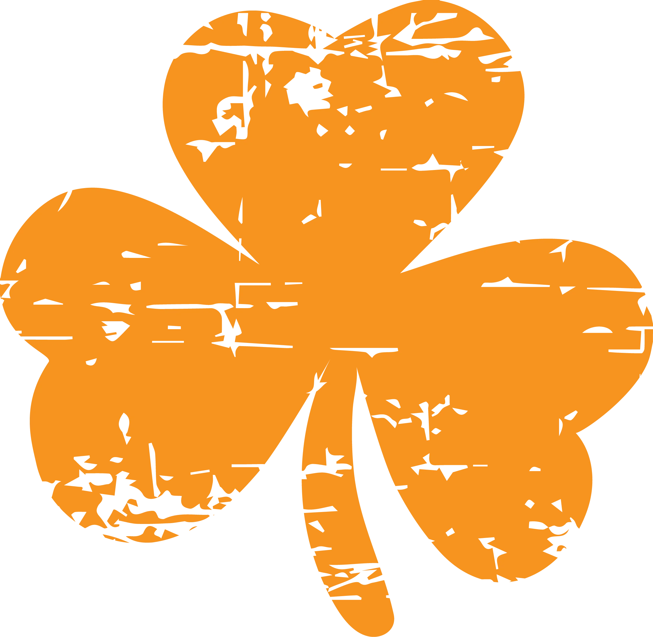 Rustic Distressed Orange Three-Leaf Clover Vintage Clipart Design