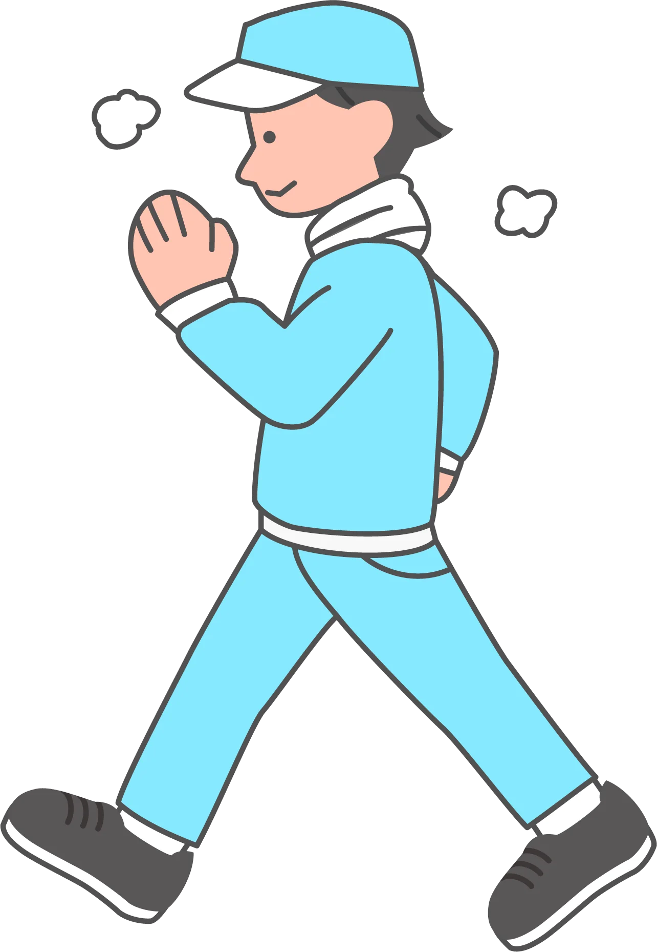 Casual Blue Sportswear Walking Clipart Illustration of Active Movement
