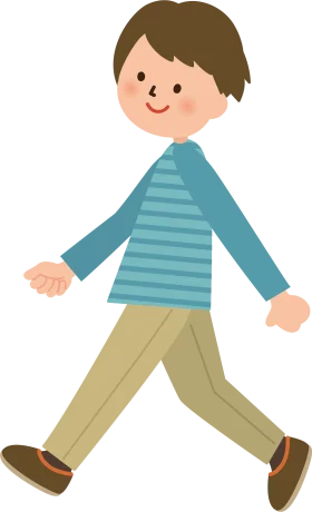 Cheerful Child Walking Clipart - Casual Stride in Blue Striped Sweater