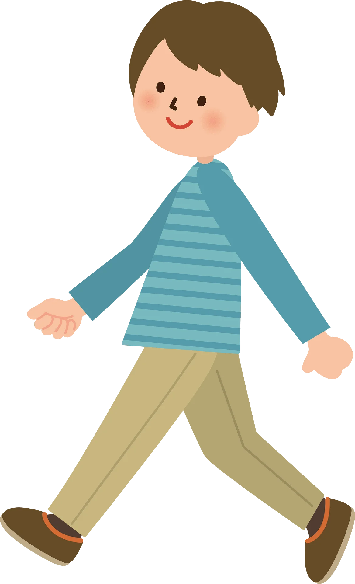 Cheerful Child Walking Clipart - Casual Stride in Blue Striped Sweater