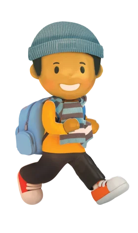 Cheerful School Boy Walking with Backpack and Book - Cute Cartoon Clipart
