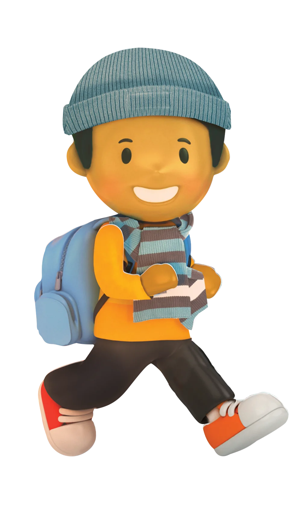 Cheerful School Boy Walking with Backpack and Book - Cute Cartoon Clipart