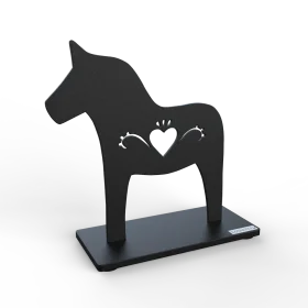 Minimalist Black Silhouette Dala Horse Clipart with Elegant Heart Design