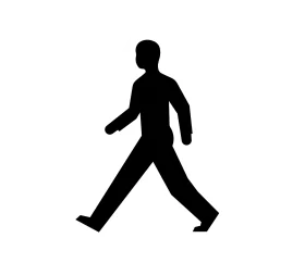 Minimalist Black Silhouette Walking Person Clipart Illustration Design
