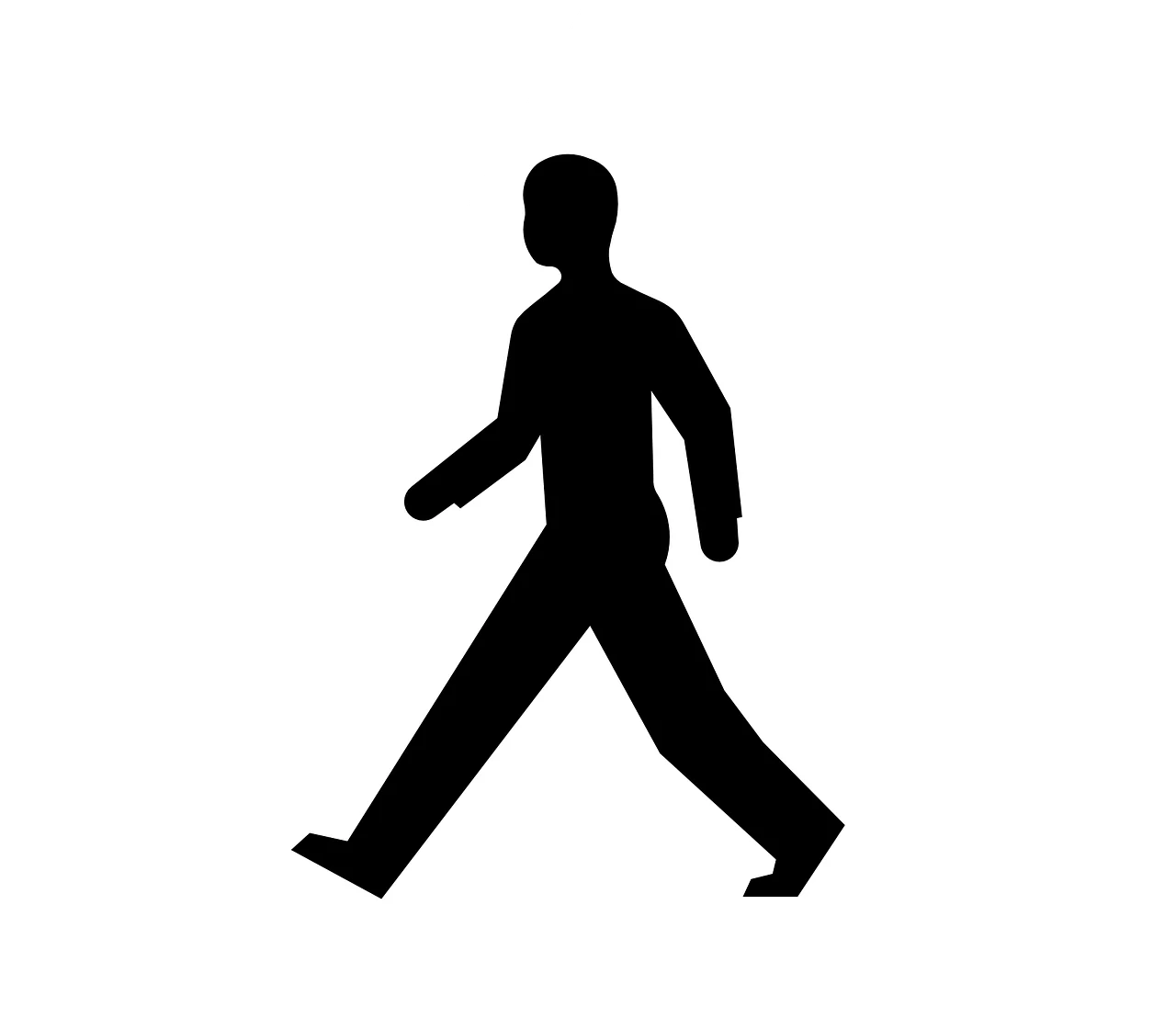 Minimalist Black Silhouette Walking Person Clipart Illustration Design