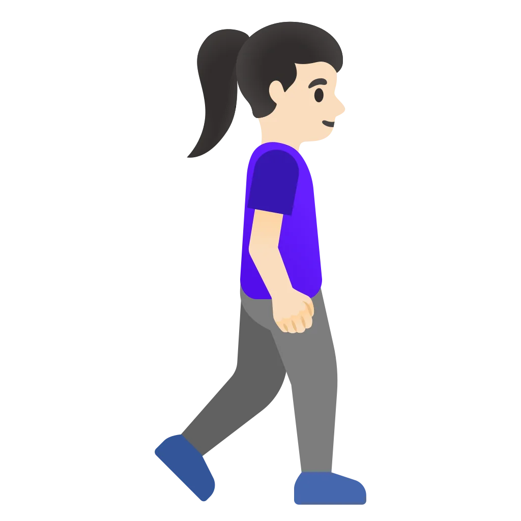 Side View of Cartoon Character Walking in Purple Shirt Clipart Illustration