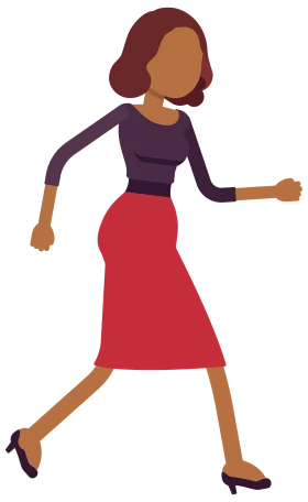 Stylized Female Figure Walking with Confident Stride - Modern Clipart Design