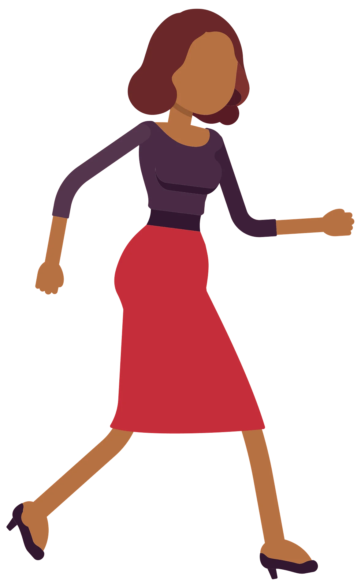 Stylized Female Figure Walking with Confident Stride - Modern Clipart Design