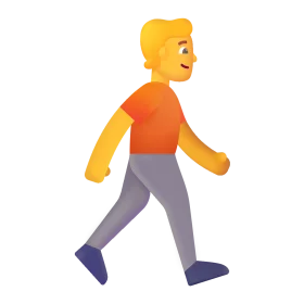 Stylized Walking Person Clipart with Warm Color Palette and Smooth Movements