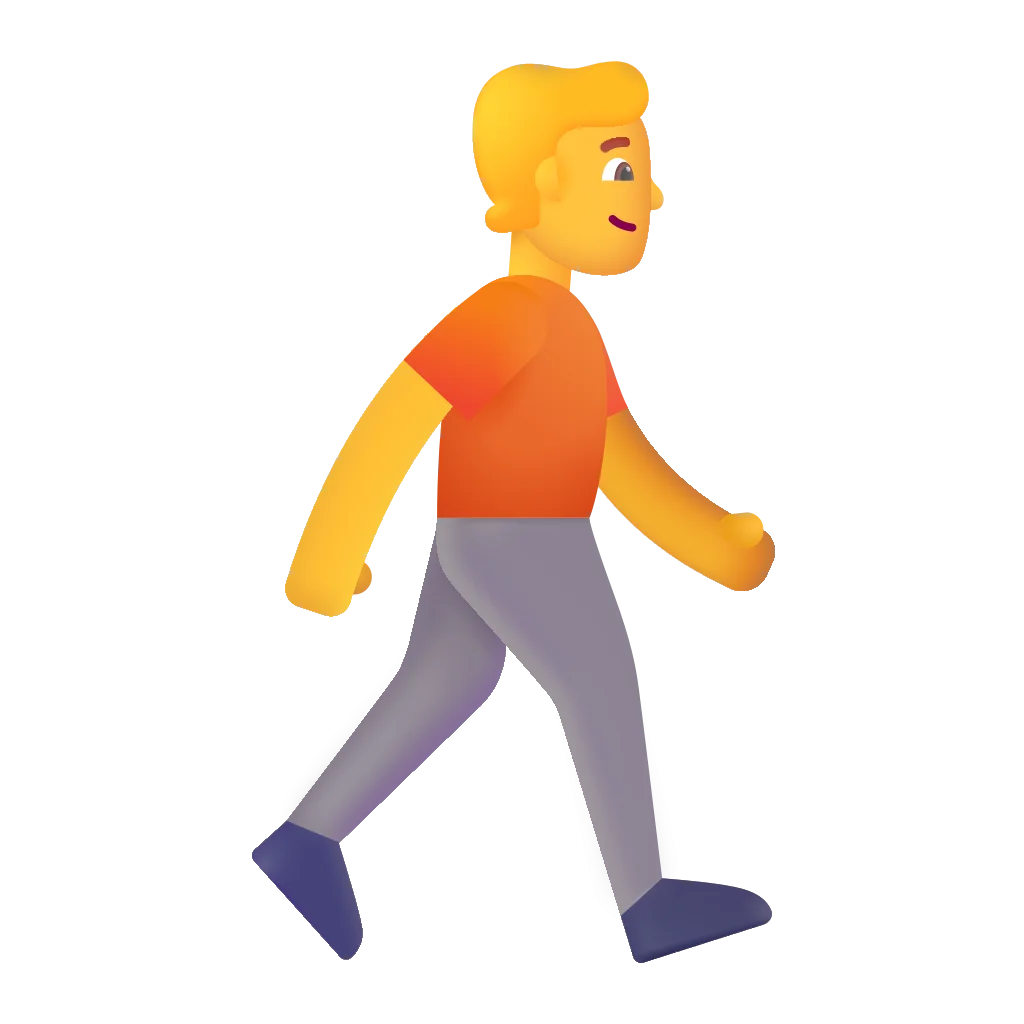 Stylized Walking Person Clipart with Warm Color Palette and Smooth Movements