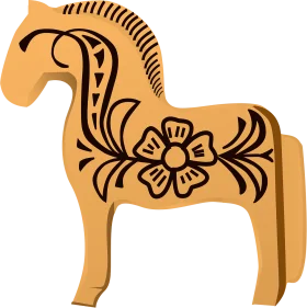 Traditional Swedish Dala Horse Clipart: Elegant Folk Art Design with Floral Motif