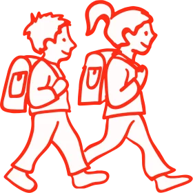 Two Students Walking Side by Side with Backpacks - Simple School Clipart Design