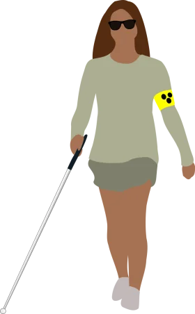 Walking Visually Impaired Person with White Cane Navigation Clipart Illustration