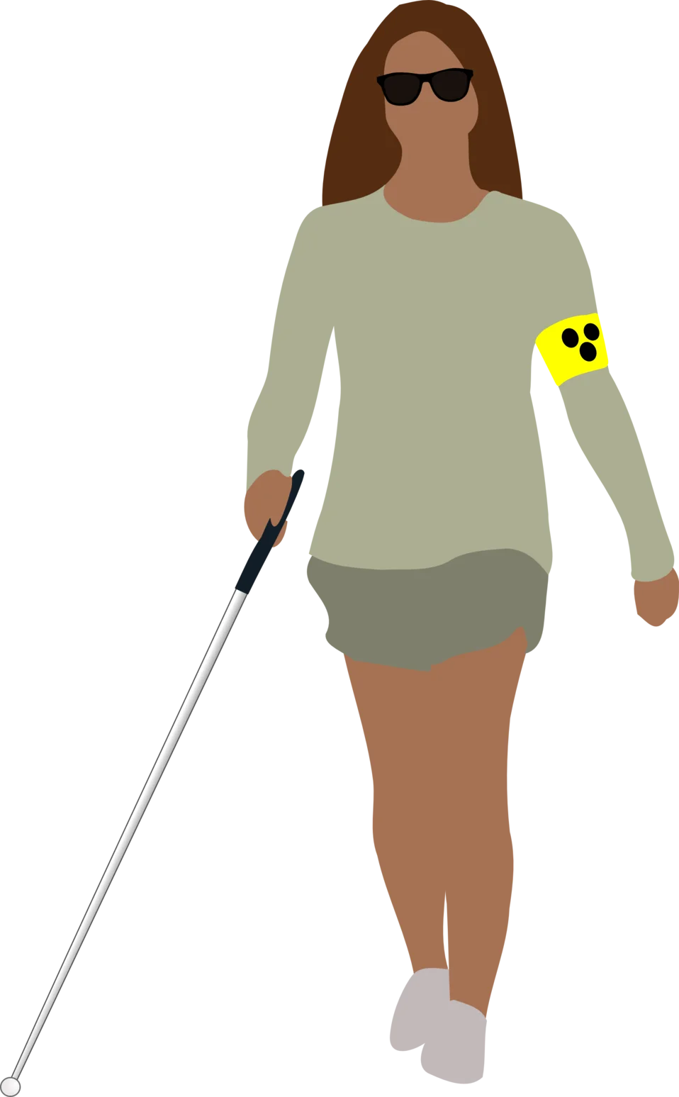 Walking Visually Impaired Person with White Cane Navigation Clipart Illustration