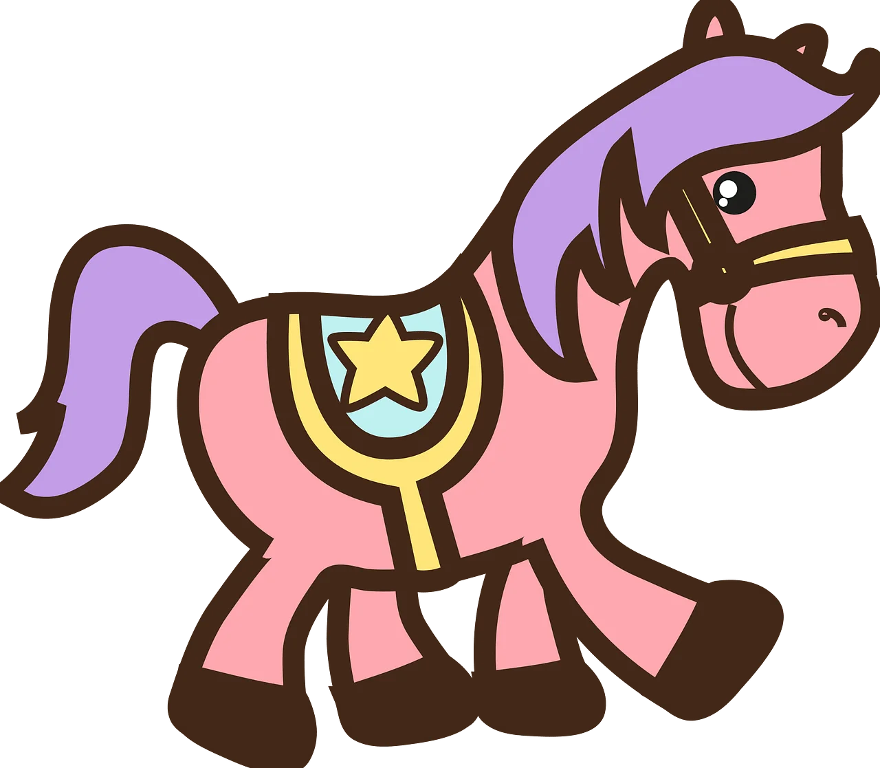 Whimsical Pink Dala Horse Clipart with Playful Star Embellishment