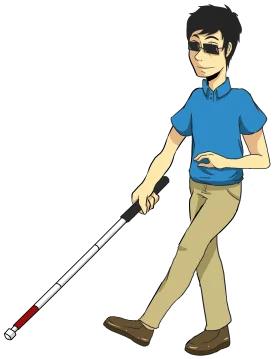 White Cane Walking Clipart - Mobility Aid for Visually Impaired Person