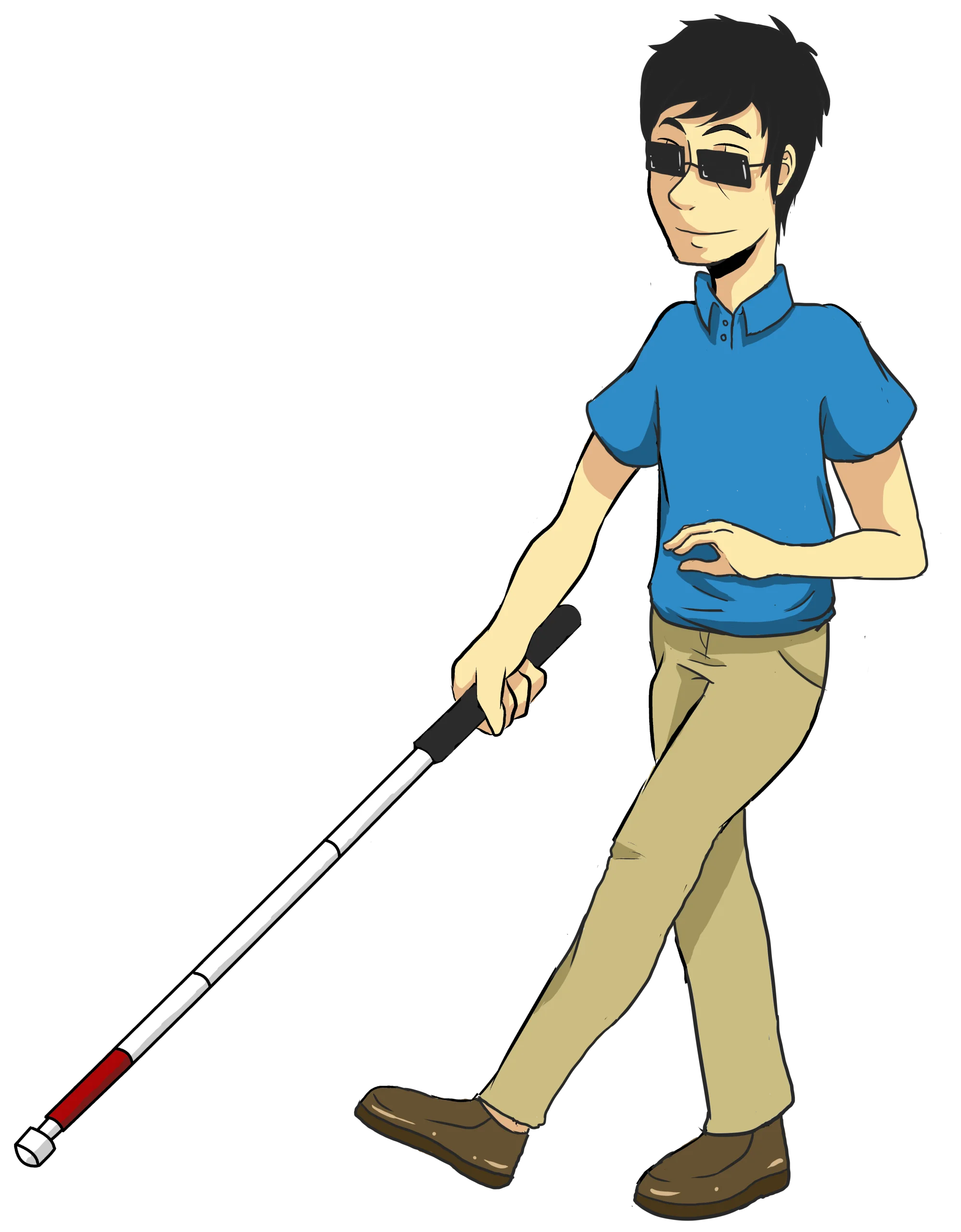 White Cane Walking Clipart - Mobility Aid for Visually Impaired Person