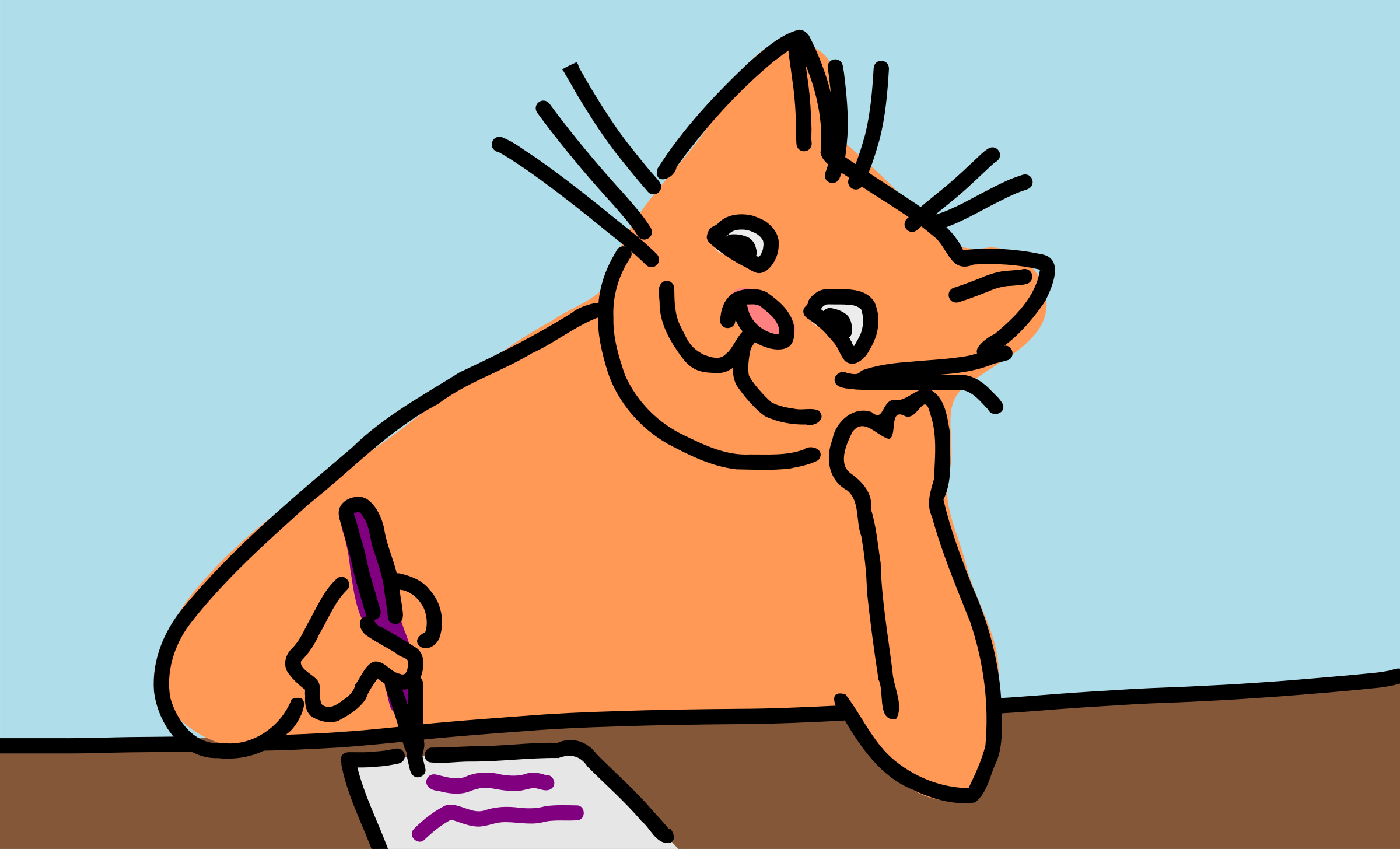 Clipart writing cat