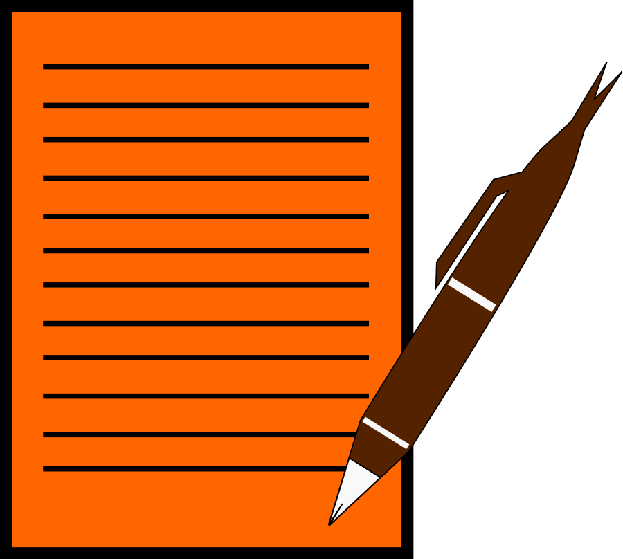 Pen writing on paper cartoon clipart - Clipartix