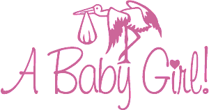 Baby girl clip art pink stork graphic