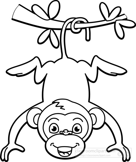 Black and white monkey clip art