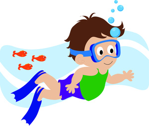 kid swimming clipart