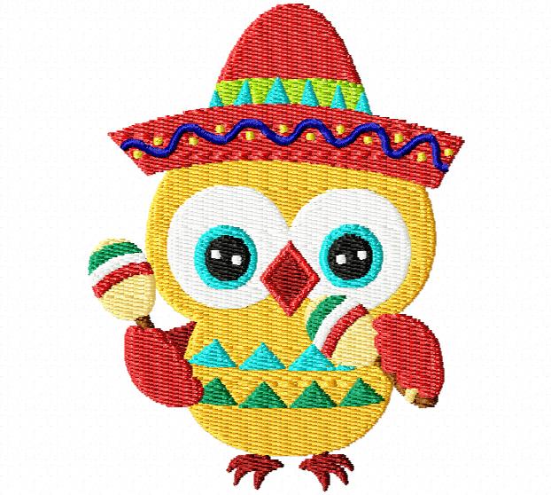 Cinco de mayo owl 2 breezy lane embroidery cliparts