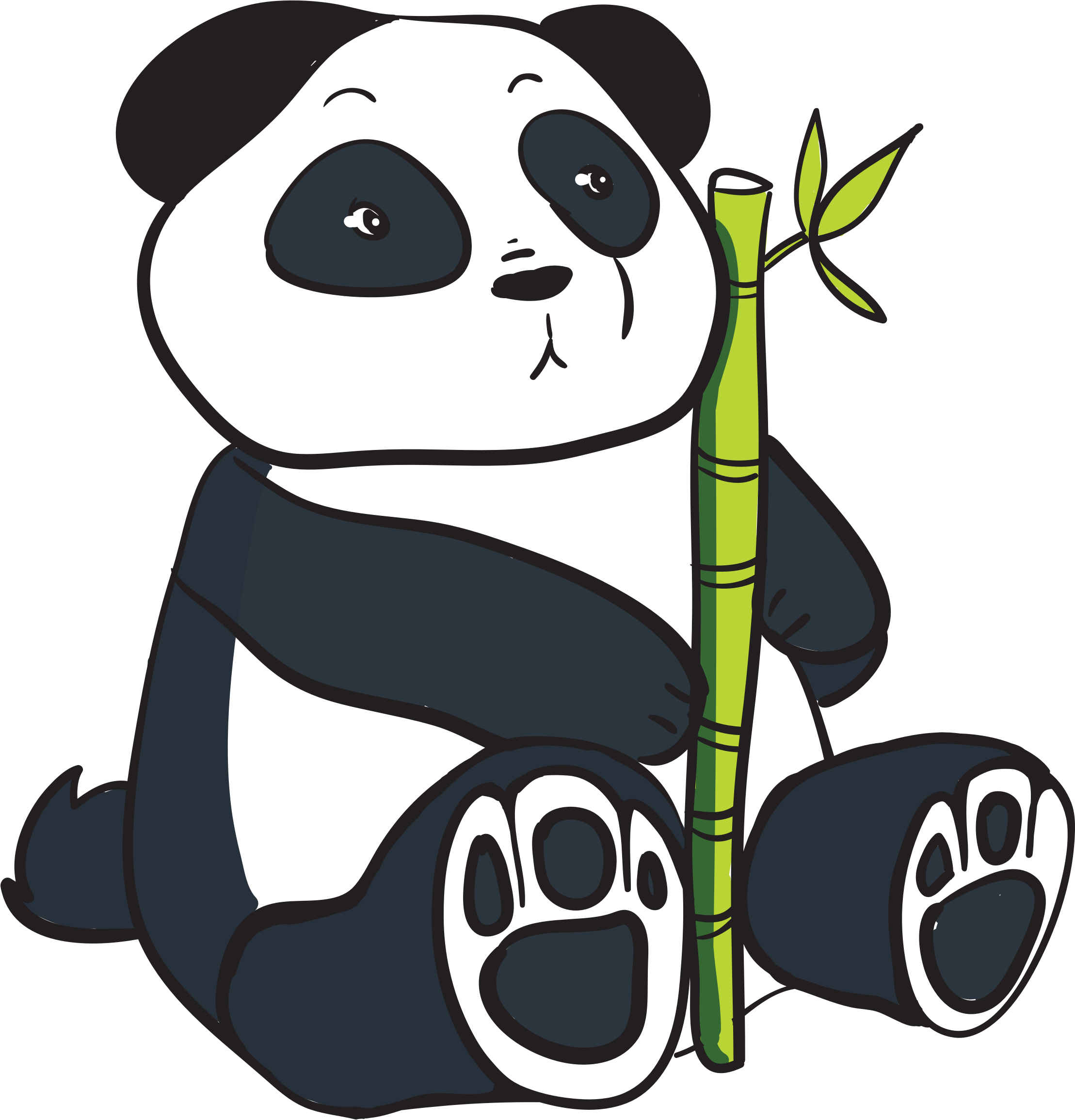 Clipart panda with bamboo stalk