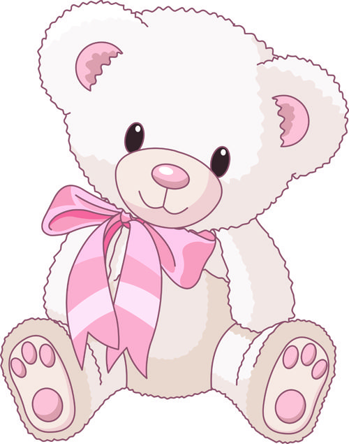 Cute baby girl clip art cute teddy bear vector illustration 2