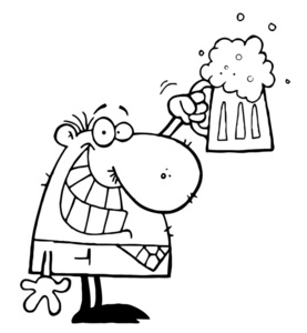 Drinking beer clipart image black and white man with a pint of beer
