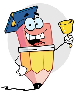 Graduation graduate clipart image a grinning pencil with a bell and