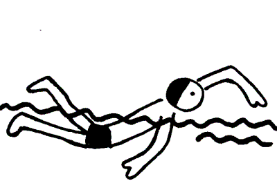 Kid swimming clipart black and white free