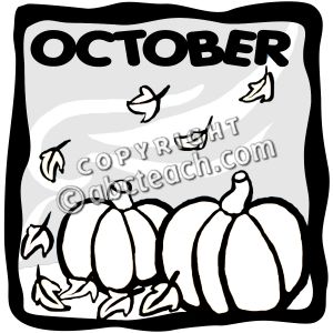 October with pumpkins clipart